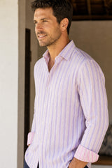 Men's Organic Cotton Shirt | Stripe Lilac/Pink