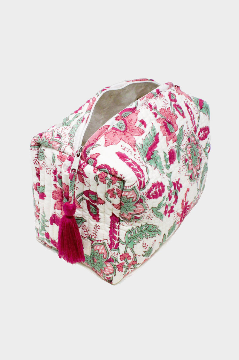 Large Wash Bag | Flower Pink/Green