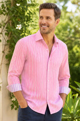 Men's Organic Cotton Shirt | Stripe Pink/Lilac