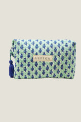 Organic Cotton Printed Large Wash Bag | Buti Teal