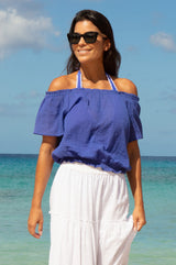 Ilana Frill Organic Cotton Gauze Top | Cobalt - Aspiga