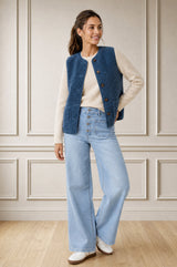 Borg Wool Blend Gilet | Slate Blue