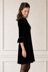 Elsie Short Velvet Dress | Black