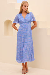 APPROVED Anais Crinkle Chiffon Dress | Bloom Blue/Cobalt - Aspiga