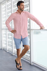 Men's Holiday Linen Shirt | Light Pink