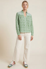 Livi Organic Cotton Blouse | Sage/White
