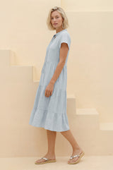 Lois Organic Cotton Cheesecloth Dress | Sky Blue