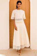 Linen Lace Skirt |  Butter Milk Cream
