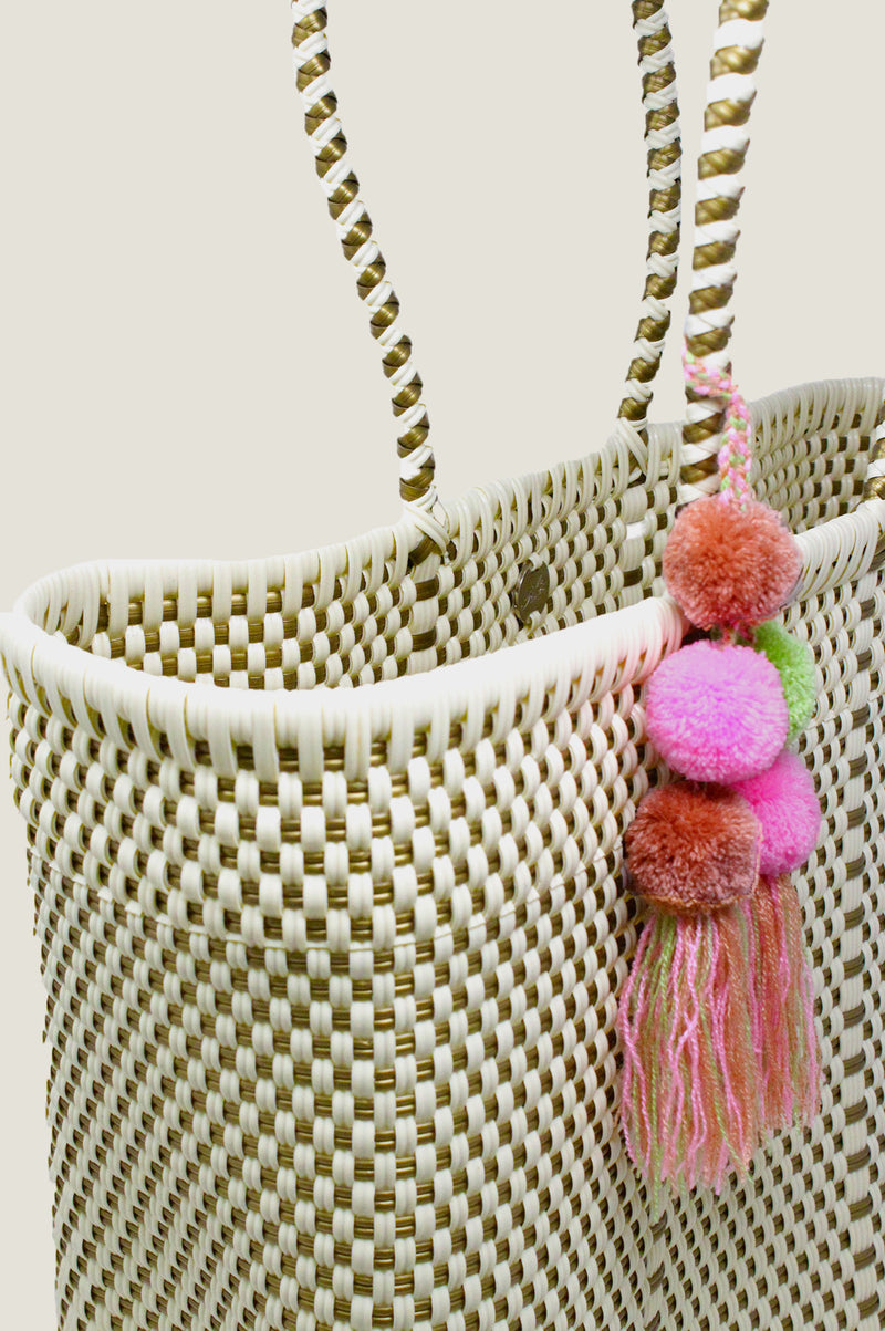 Bombon Medium Tote | Bone/Gold