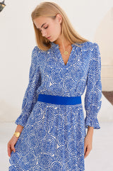 APPROVED Maeve EcoVero™ Dress | White/Blue - Aspiga