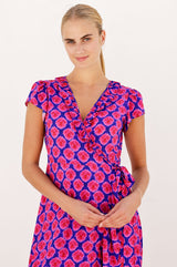 Demi EcoVero™ Wrap Dress | Blue/Pink