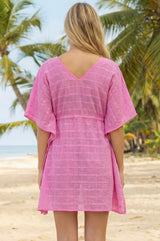 Pom Pom Check Pareo Manilla Kafan | Pink