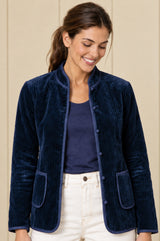 Velvet Quilted Jacket | Navy
