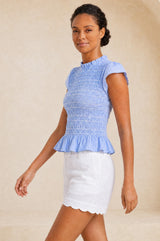 Low Rise Scallop Short | White