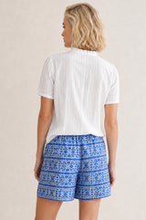 Pull on Organic Cotton Shorts | Blue/White