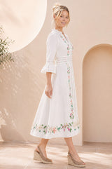 RHS Floral Printed Linen Dress |  Cream
