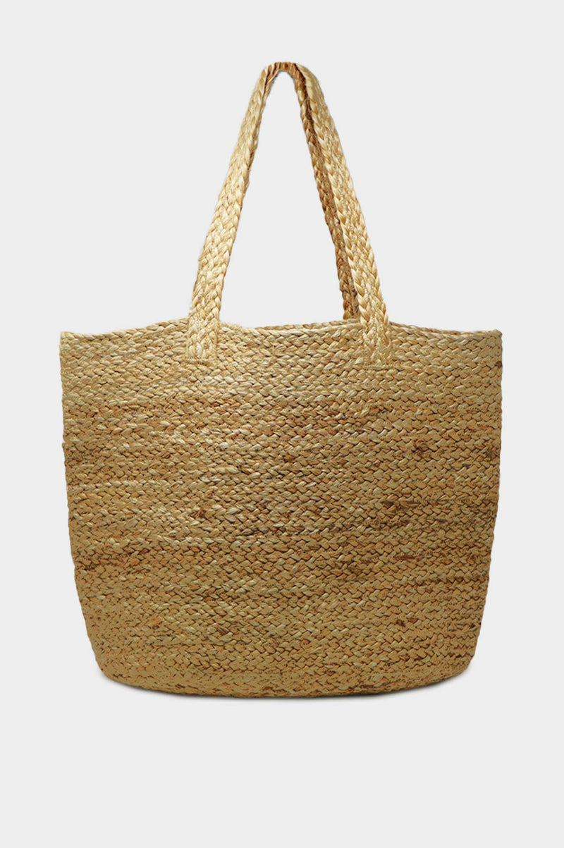 Jute Pom Pom Tote | Taupe/Cream