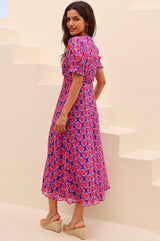 APPROVED Sally Anne Short Sleeve Dress | Blue/Pink - Aspiga