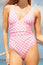 Recycled V-Neck Ruched Swimsuit | White/Pink