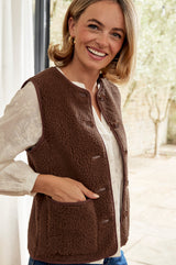 Borg Wool Blend Gilet | Chocolate