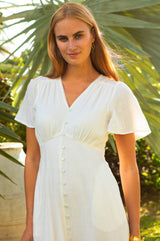 Tessa Organic Cotton Cheesecloth Dress | White - Aspiga