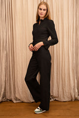 Zip Front Stretch Corduroy Jumpsuit | Chocolate