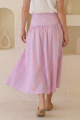 Stripe Dropped Waist Skirt | Pink