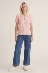 Vienna Cotton Short Sleeve Blouse | Blush