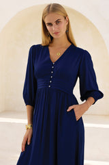 Jyoti Rayon Dress | Navy
