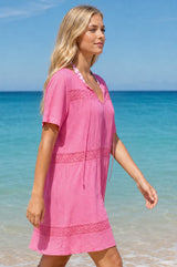 Roxy Crinkle Cotton Kaftan | Pink