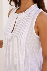 Sleeveless Vienna Cotton Blouse | White