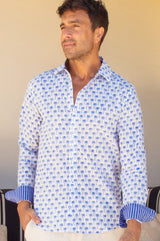 Men's Organic Cotton Shirt | Palm White/Blue