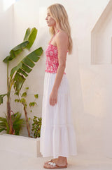 Shirred Bandeau Top | Pink/White