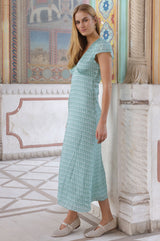 Sophie Viscose Dress | Sage/White