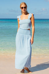 APPROVED * Bryony Organic Cotton Cheesecloth Top | Sky Blue - Aspiga