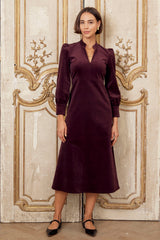 Enid Stretch Corduroy Dress | Burgundy