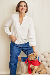 Mina Organic Cotton Cheesecloth Blouse | White