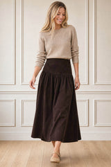 Dropped Waist Baby Cord Skirt | Chocolate
