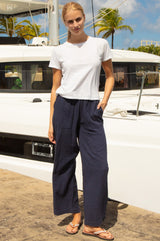 Organic Cotton Cheesecloth Trouser | Navy - Aspiga