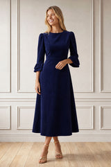 Elizabeth Stretch Corduroy Midi Dress | Atlantic Blue