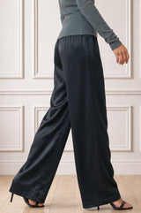 Satin Wide Leg Trouser | Grey