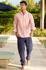 Men's Organic Cotton Shirt | Stripe Pink/Lilac - Aspiga