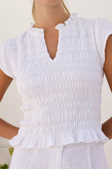 Heini Organic Cotton Cheesecloth Top | White