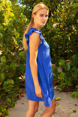 Short Swing Organic Cotton Cheesecloth Dress | Cobalt