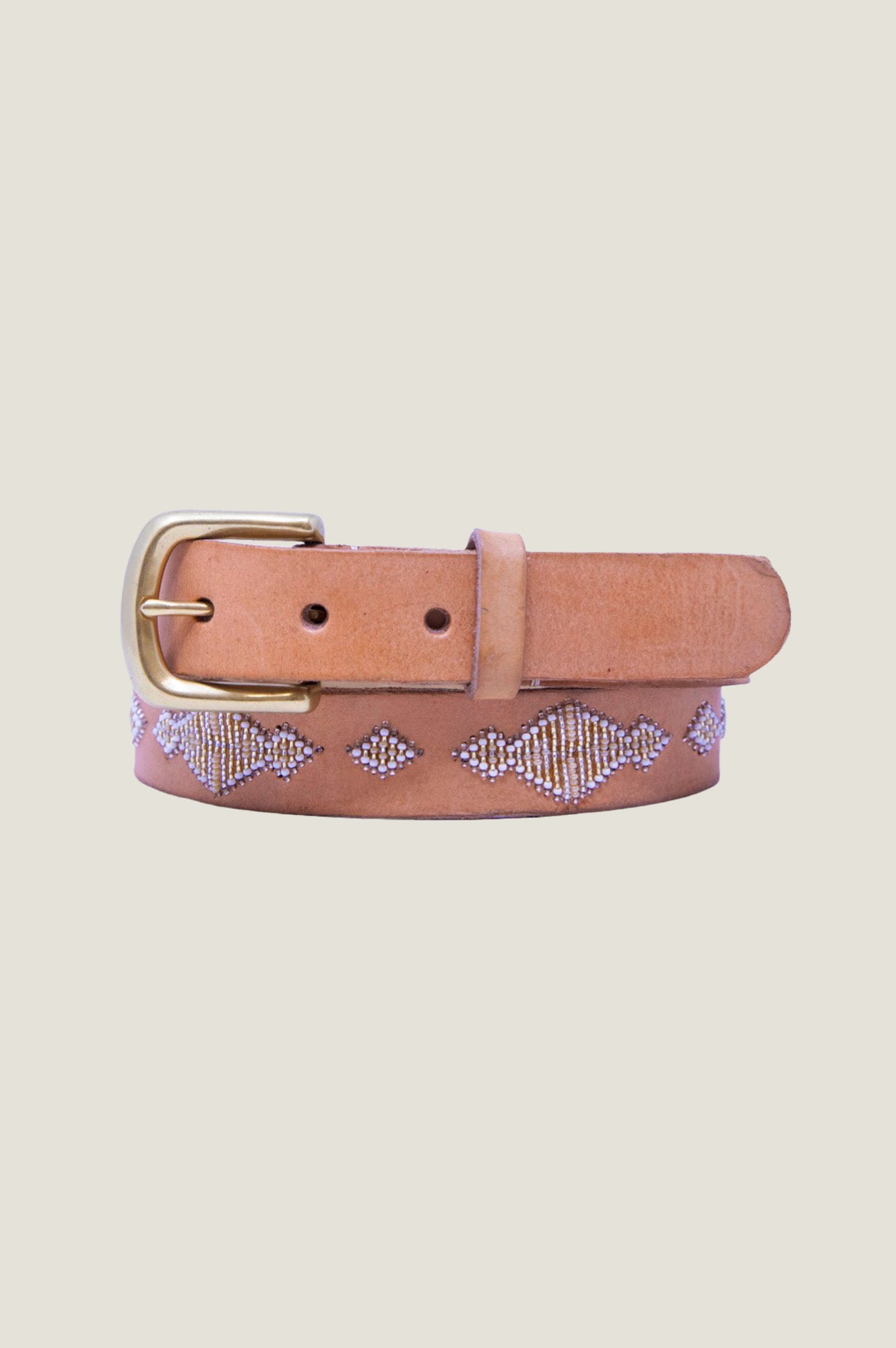 Large Diamond Belt | Gold/Light Tan - Aspiga