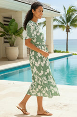Emily EcoVero™ Dress | Sage/Cream - Aspiga