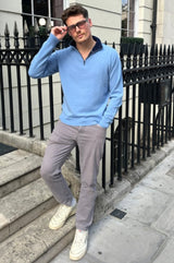 Men's Merino Wool Quarter Zip | Blue/Navy