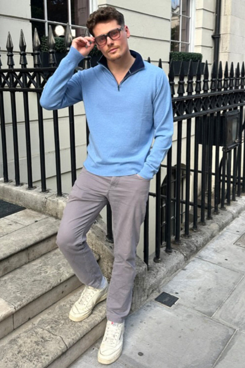 Men's Merino Wool Quarter Zip | Blue/Navy