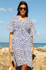 Manilla Organic Cotton Kaftan | White/Navy