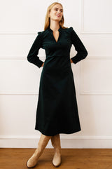 Enid Stretch Corduroy Dress | Bottle Green